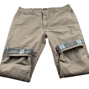 Lee Pants Men's 42X29(28)  Canvas Cotton Blend Flannel Lined Workwear Brown